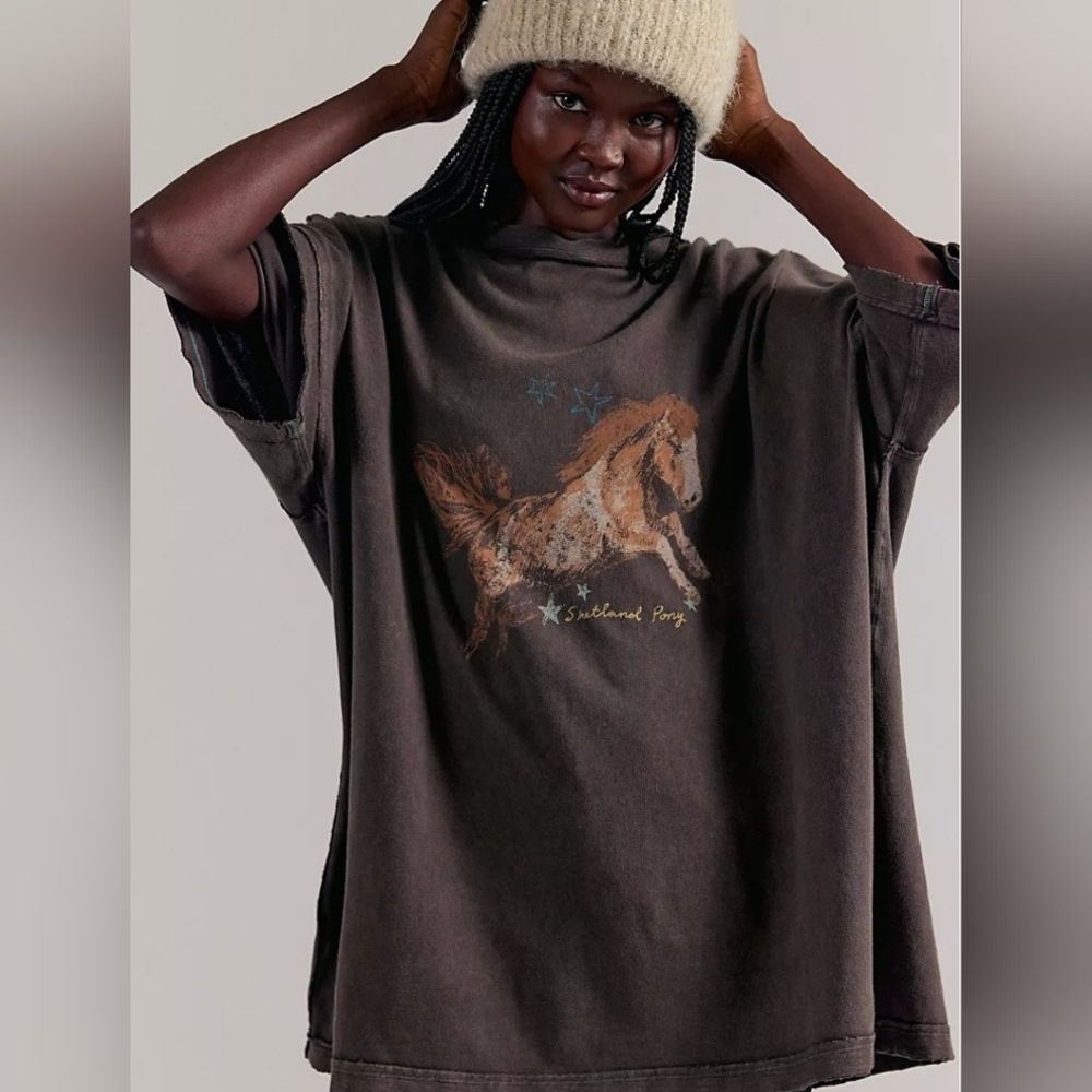 Free People Shetland Pony Graphic Tee,New,Size Medium, SOLD OUT at FP